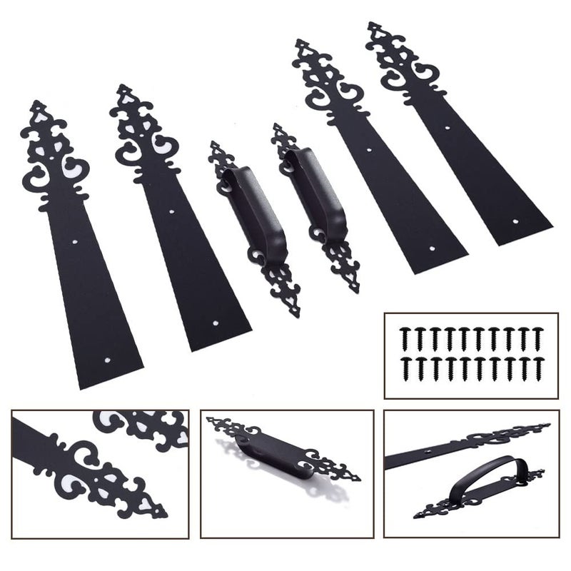 CCJH Metal Garage Door Decorative Hardware Hinges Carriage House Accents Screw Mounted 6 PCS Black (Braided Style) - Image 3